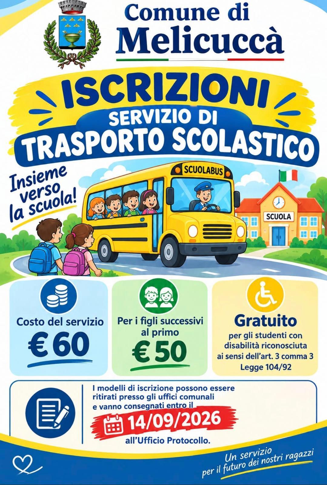 iscrizioni servizio di trasporto scolastico
